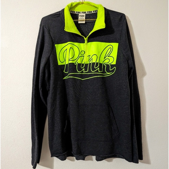 PINK Victoria's Secret Tops - Victoria's Secret PINK Women's Grey 1/4 Zip Sweatshirt Size Medium